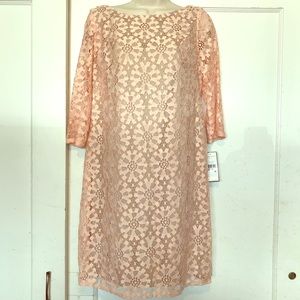 Jessica Howard Pink Lace Crochet Sheath Dress